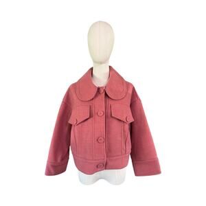 Rosé a Pois Syrah Wool Blend Cropped Jacket Pink Rosa Antico Made in Italy 38